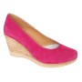 Pantofi dama roz din piele naturala intoarsa cu talpa tip pana de 7 cm P50ROZAV